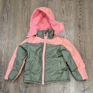 Operation Warm | Olive Green And Pink Girls Coat Size 5/6